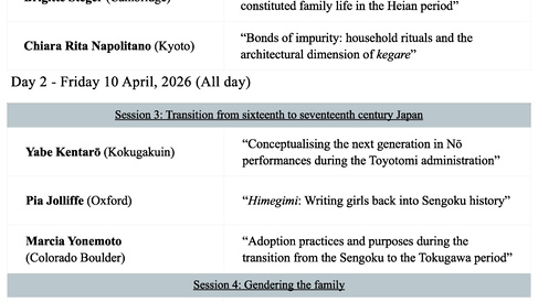Workshop: Family, relatedness and emotions in premodern Japan