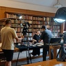 Moretti filming at University Library