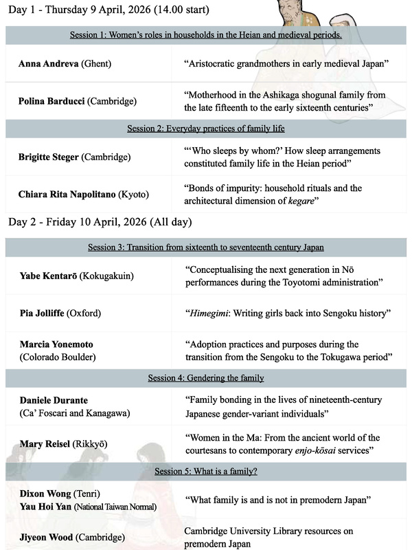 Workshop: Family, relatedness and emotions in premodern Japan